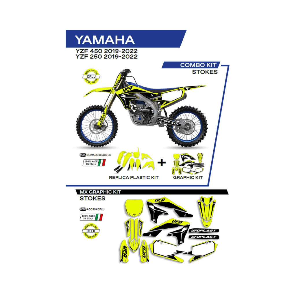 Sada Plastov a Polepov UFO Yamaha YZ YZF Stokes Fluo Žltá C321AD036DFLU